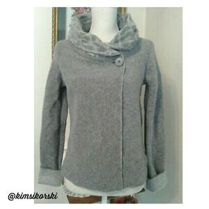 Chiaramente Italian Wool Wrap Sweater Gray Small
